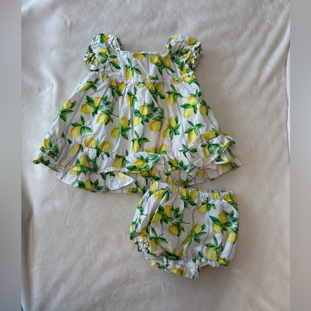 Janie and Jack lemon matching set top and bloomers 18-24 months toddler girl